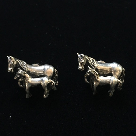 Vintage Jewelry - Vintage Silver Horse Earrings